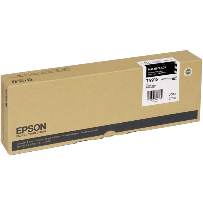 

Картридж струйный Epson T5918 (C13T591800), черный матовый, оригинальный, объем 700мл, для Epson Stylus Pro 11880, T5918