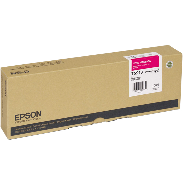 

Картридж струйный Epson T5913 (C13T591300), пурпурный, оригинальный, объем 700 мл для Epson Epson Stylus Pro 11880, T5913