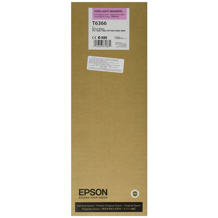 

Картридж струйный Epson T6366 (C13T636600), светло-пурпурный, оригинальный, объем 700 мл для Epson Epson Stylus Pro 9900 / 7900 / 9890 / 7890 / WT7900 Design Edition / WT7900, T6366