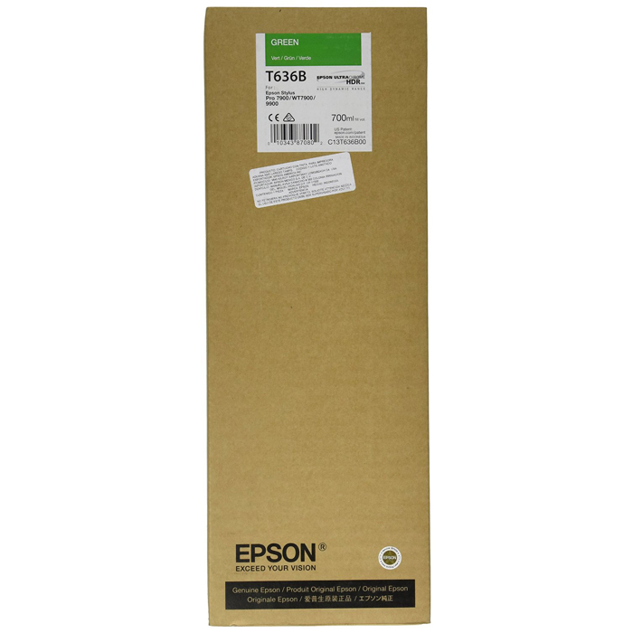 

Картридж струйный Epson T636B (C13T636B00), зеленый, оригинальный, объем 700 мл для Epson Epson Stylus Pro 9900 / 7900 / WT7900 Design Edition / WT7899, T636B