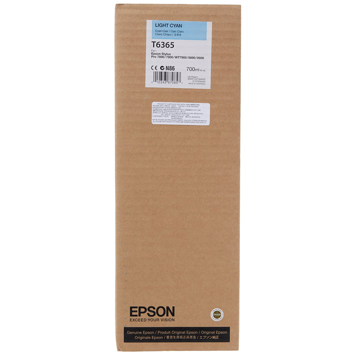 

Картридж струйный Epson T6365 (C13T636500), светло-голубой, оригинальный, объем 700 мл для Epson Epson Stylus Pro 9900 / 7900 / 9890 / 7890 / WT7900 Design Edition / WT7899, T6365