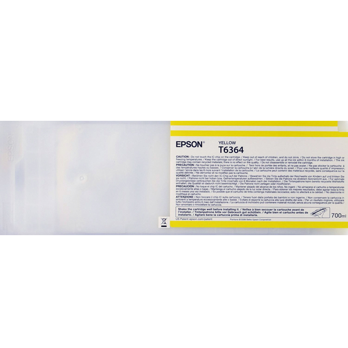 Картридж Epson T6364 (C13T636400), желтый, 700 мл