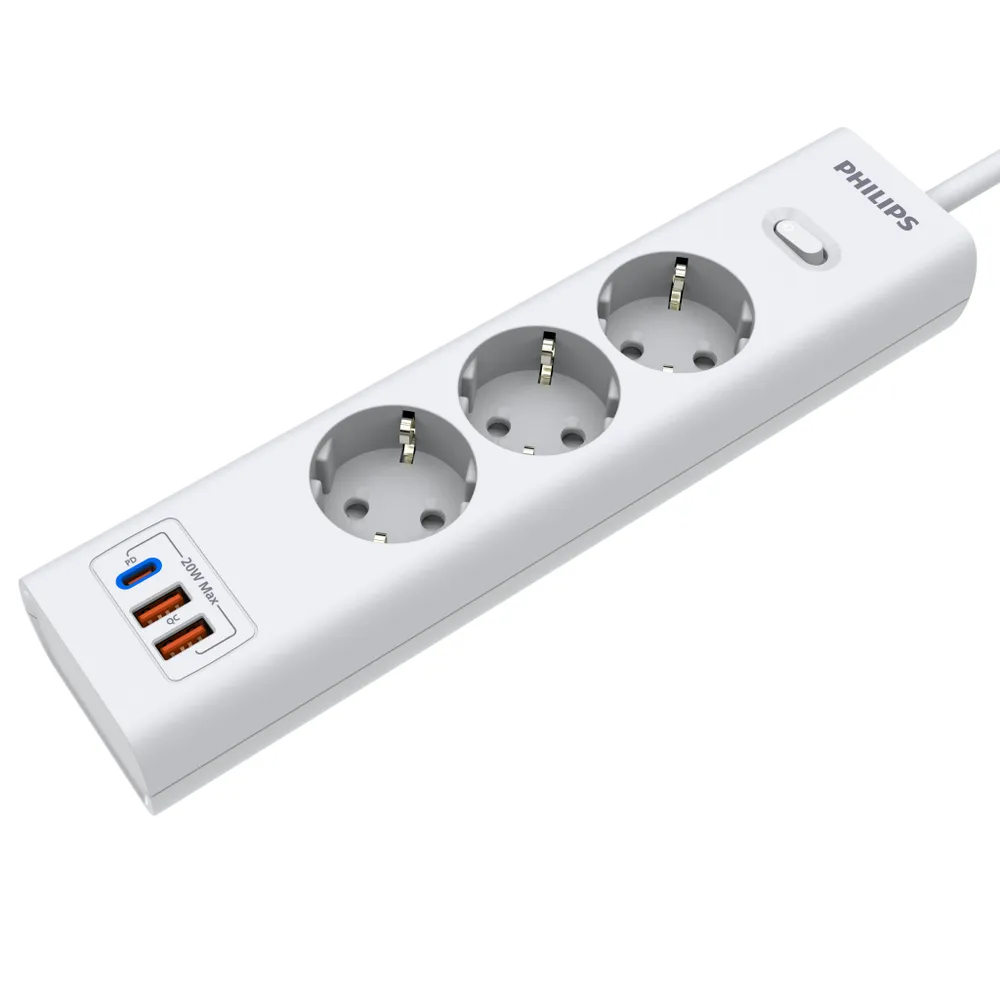 Сетевой фильтр PHILIPS, 3-розетки, 3 м, белый (CHP4336WB/51)