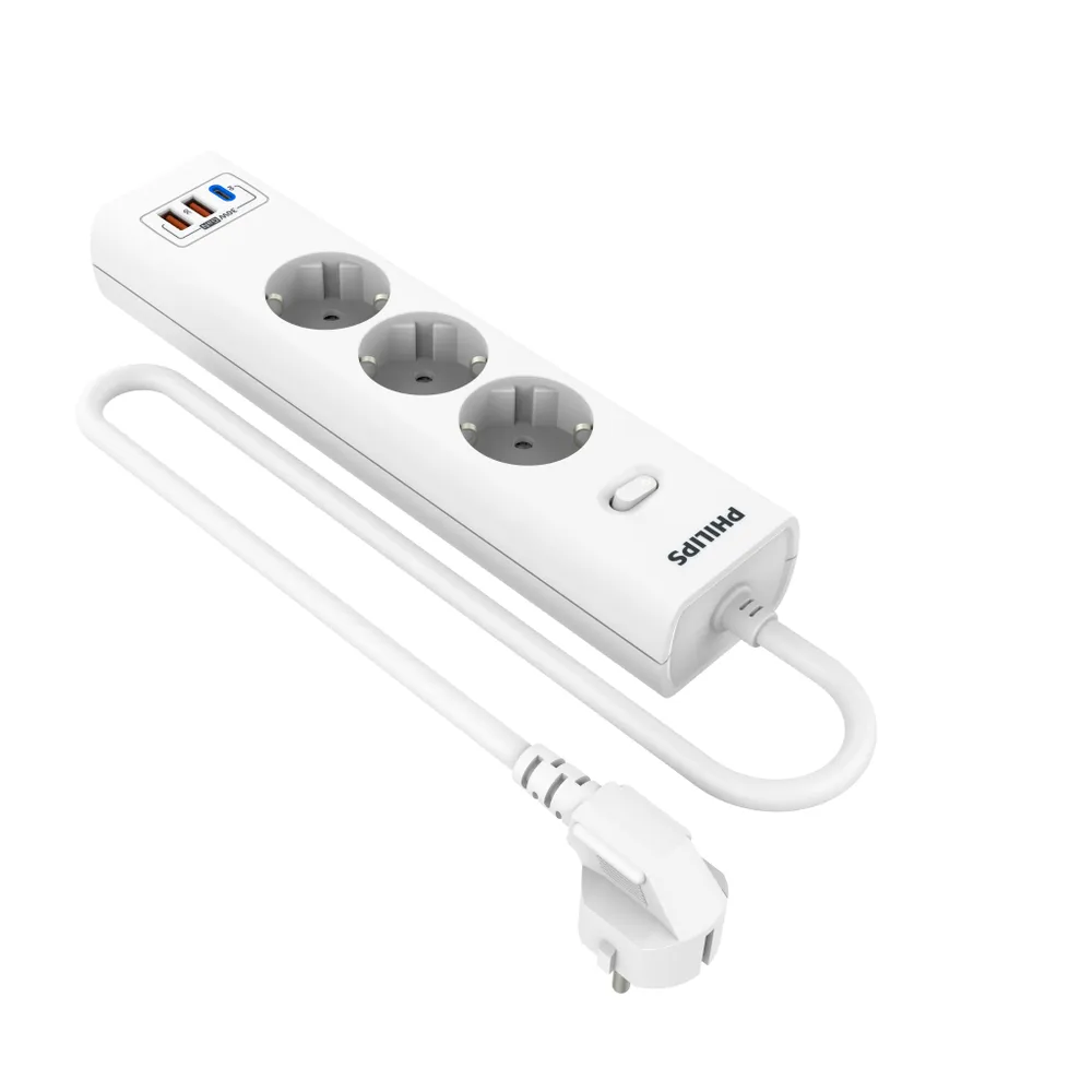 Сетевой фильтр PHILIPS, 3-розетки, 3 м, белый (CHP8236WB/51)