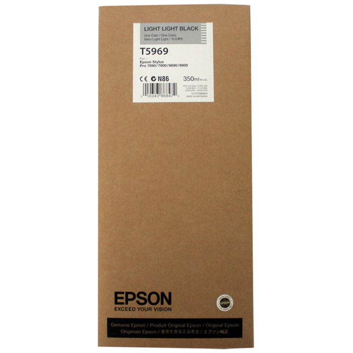 

Картридж струйный Epson T5969 (C13T596900), светло-серый, оригинальный, объем 350мл, для Epson Stylus Pro 9900 / 7900 / 9890 / 7890, T5969