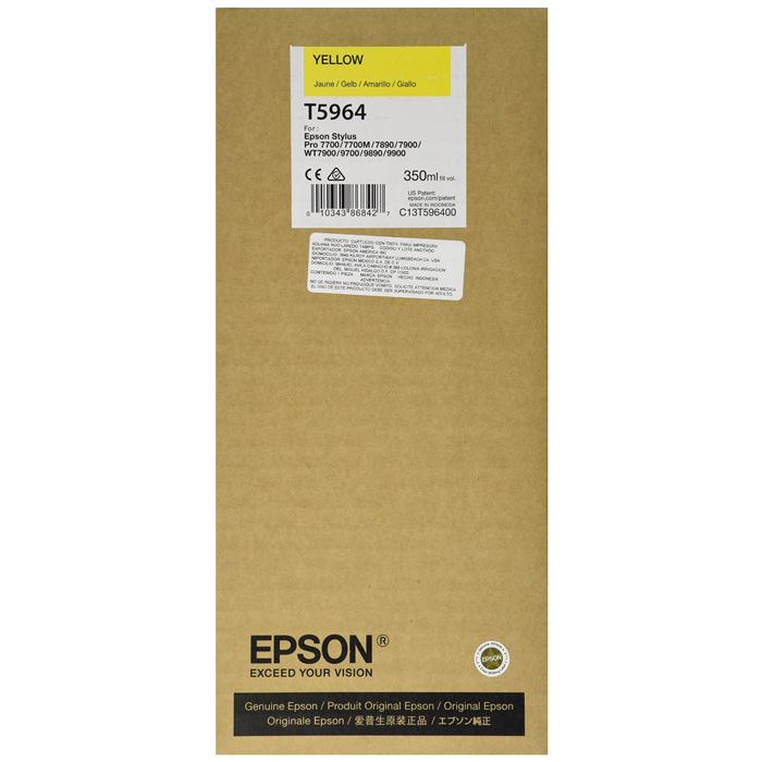 

Картридж струйный Epson T5964 (C13T596400), желтый, оригинальный, объем 350 мл для Epson Epson Stylus Pro 9900 / 7900 / 9890 / 7890 / WT7900 Design Edition / WT7900 / 7700 / 9700, T5964