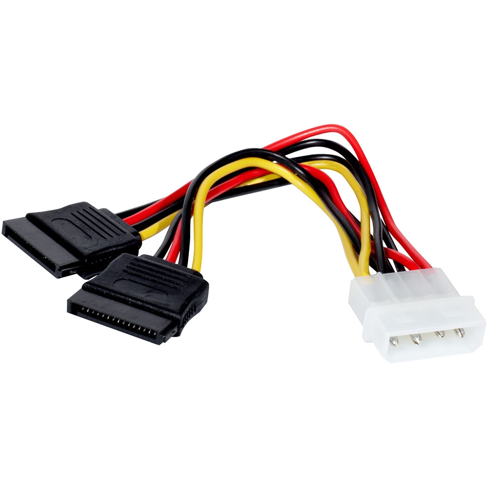 Кабель питания Molex(M)-2xSATA 15-pin(F) Exegate EX-CC-SATA-PSY, 15 см, прямой (EX138935RUS)