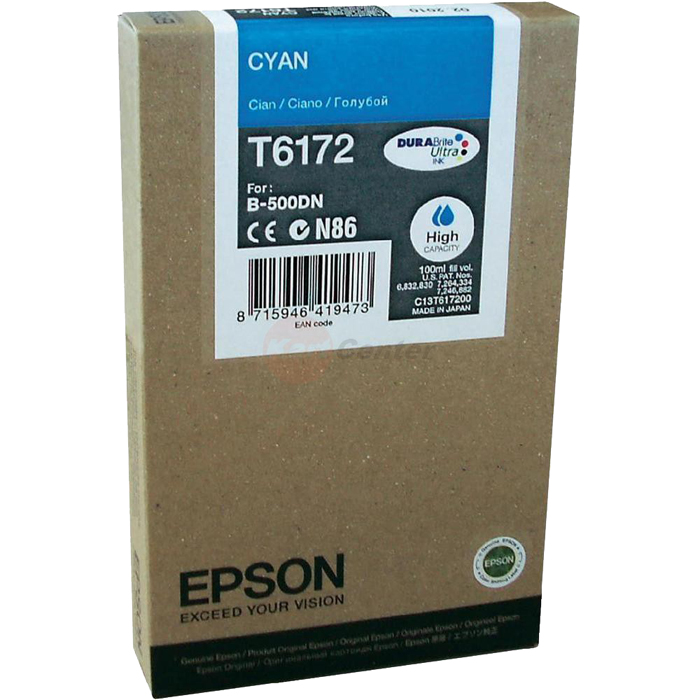 

Картридж струйный Epson T6172 (C13T617200), голубой, оригинальный, объем 100 мл для Epson Epson B-500DN / B-510DN, T6172