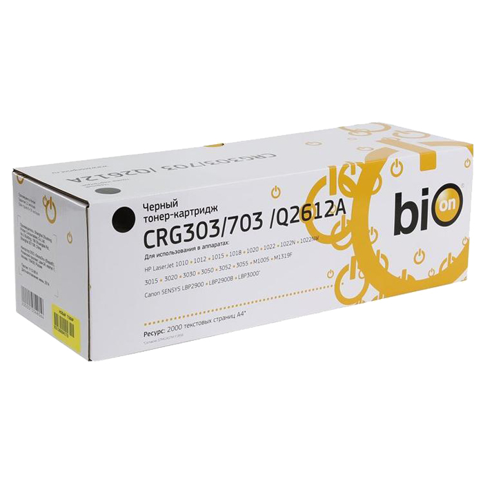 

Картридж лазерный Bion PTCRG303/703/Q2612A (703/303/Q2612A), черный, 2000 страниц, совместимый для Canon LBP2900/LBP3000, LJ 1000/3000 Canon LBP2900/LBP3000, LJ 1000/3000