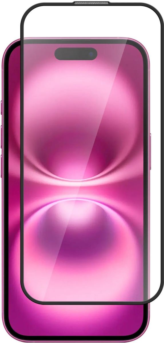 

Защитное стекло BoraSCO для экрана смартфона Apple iPhone 16, Full Screen/Full Glue, поверхность матовая, черная рамка, 2.5D (73685)