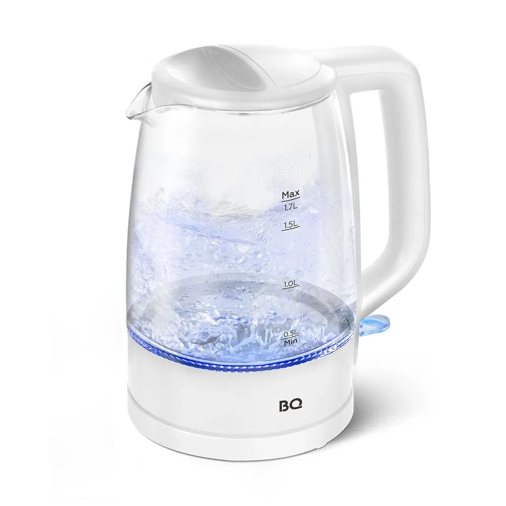 

Чайник электрический BQ KT1839G 1.7л. 2.2 кВт, стекло, белый (KT1839G), KT1839G