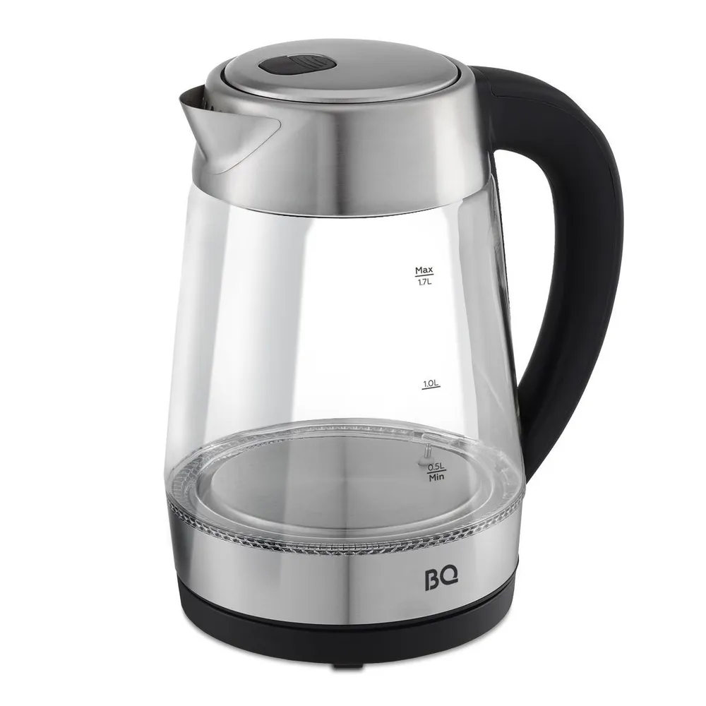 

Чайник электрический BQ KT1700G 1.7л. 2.2 кВт, пластик/стекло, черный/серебристый (KT1700G), KT1700G
