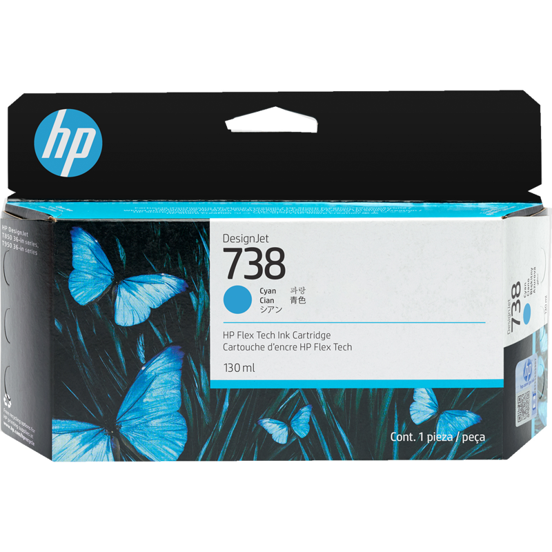 

Картридж струйный HP 738 (498N5A), голубой, оригинальный, объем 130 мл для HP DJ T850/DJ T950, 738