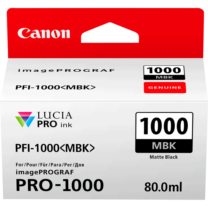 

Картридж струйный Canon PFI-1000 MBK (0545C001), матовый черный, оригинальный, объем 80 мл для Canon Canon imagePROGRAF PRO-1000, PFI-1000 MBK