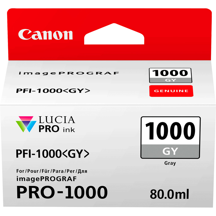 

Картридж струйный Canon PFI-1000 PGY (0552C001), серый, оригинальный, объем 80 мл для Canon Canon imagePROGRAF PRO-1000, PFI-1000 PGY