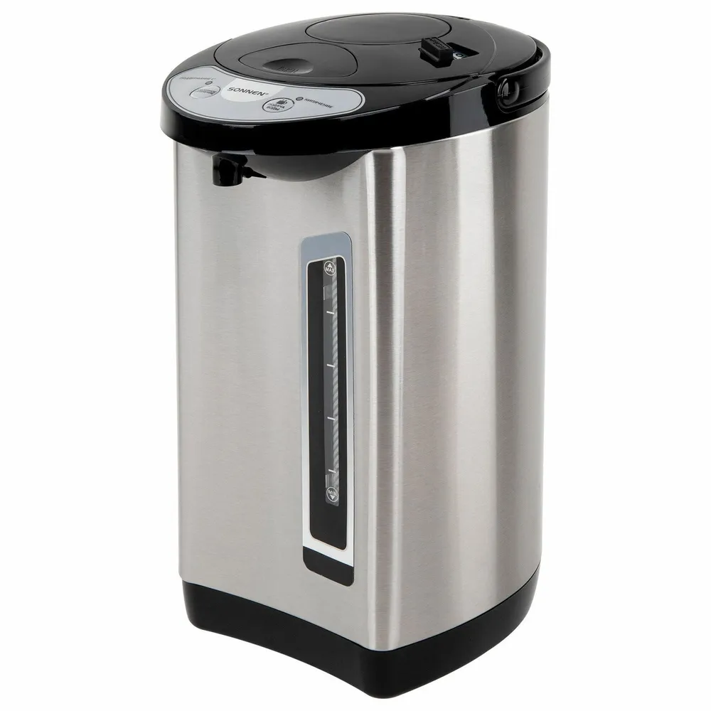 

Термопот SONNEN TP-60 6л. 900 Вт, пластик/нержавеющая сталь, черный/серебристый (456713), TP-60