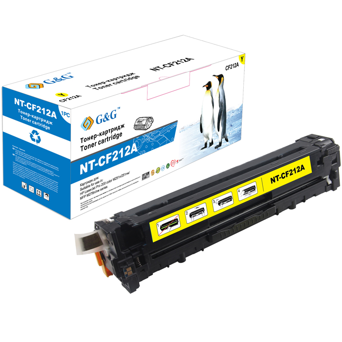 

Картридж лазерный G&G NT-CF212A (131A/CF212A), желтый, 1800 страниц, совместимый для LJ Pro 200 color MFP M276n / MFP M276nw / M251n / M251nw