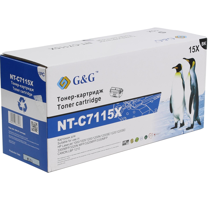 

Картридж лазерный G&G NT-C7115X, черный, 3500 страниц, совместимый, для LJ 1220 / 3330mfp / 1200 / 1200n