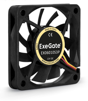 

Вентилятор ExeGate ExtraSilent ES06015B3P, 60 мм, 2500rpm, 17 дБ, 3-pin, 1шт, черный (EX297030RUS), ES06015B3P