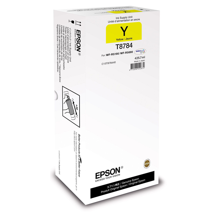 

Картридж струйный Epson T8784 XXL (C13T878440), желтый, оригинальный, ресурс 50000 страниц для Epson Epson WorkForce Pro WF-R5190DTW / WF-R5690DTWF, T8784 XXL