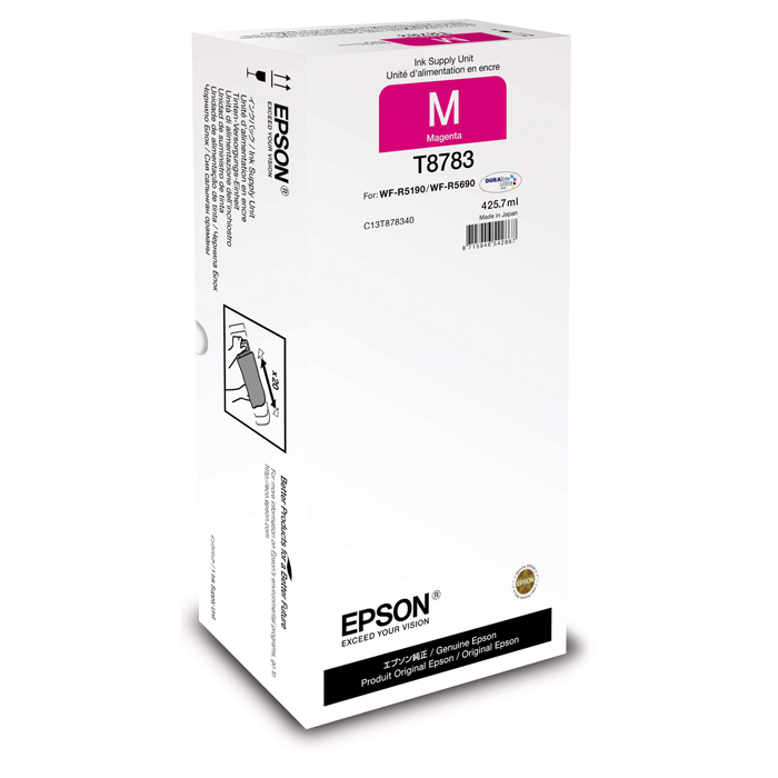 

Картридж струйный Epson T8783 XXL (C13T878340), пурпурный, оригинальный, ресурс 50000 страниц для Epson Epson WorkForce Pro WF-R5190DTW / WF-R5690DTWF, T8783 XXL