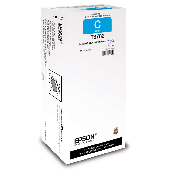 

Картридж струйный Epson T8782 XXL (C13T878240), голубой, оригинальный, ресурс 50000 страниц для Epson Epson WorkForce Pro WF-R5190DTW / WF-R5690DTWF, T8782 XXL