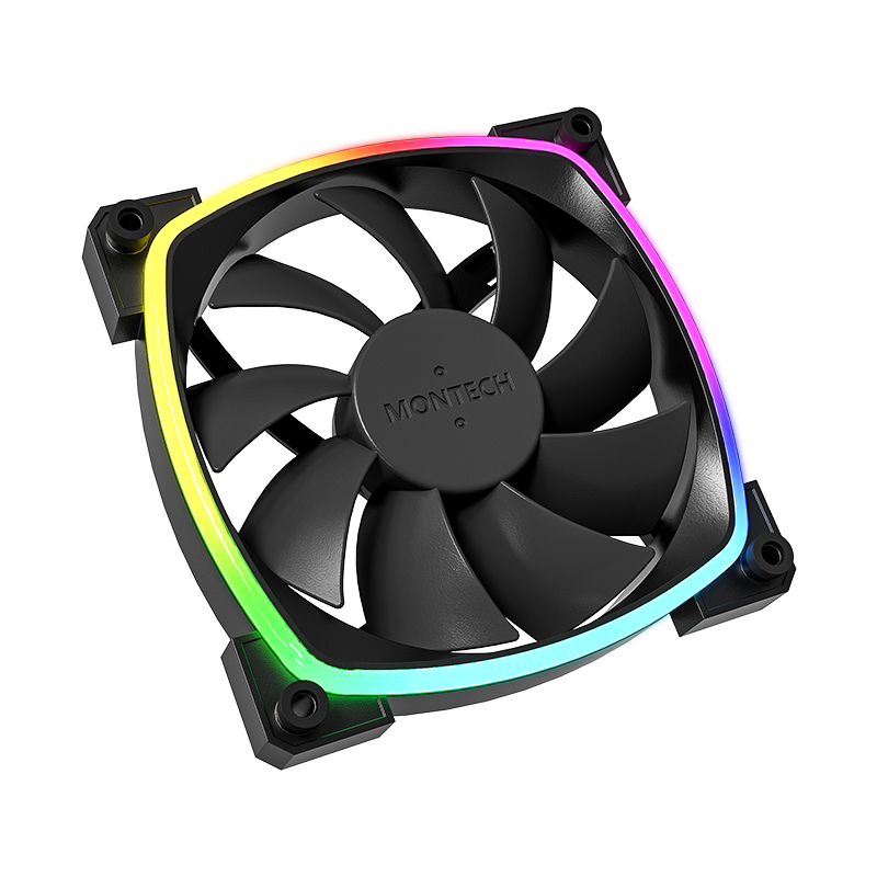

Комплект вентиляторов MONTECH AX120 ARGB, 120 мм, 1600rpm, 27 дБ, 4-pin PWM, 3шт, черный, ARGB подсветка (AX120 PWM BLACK 3 IN 1), AX120 ARGB