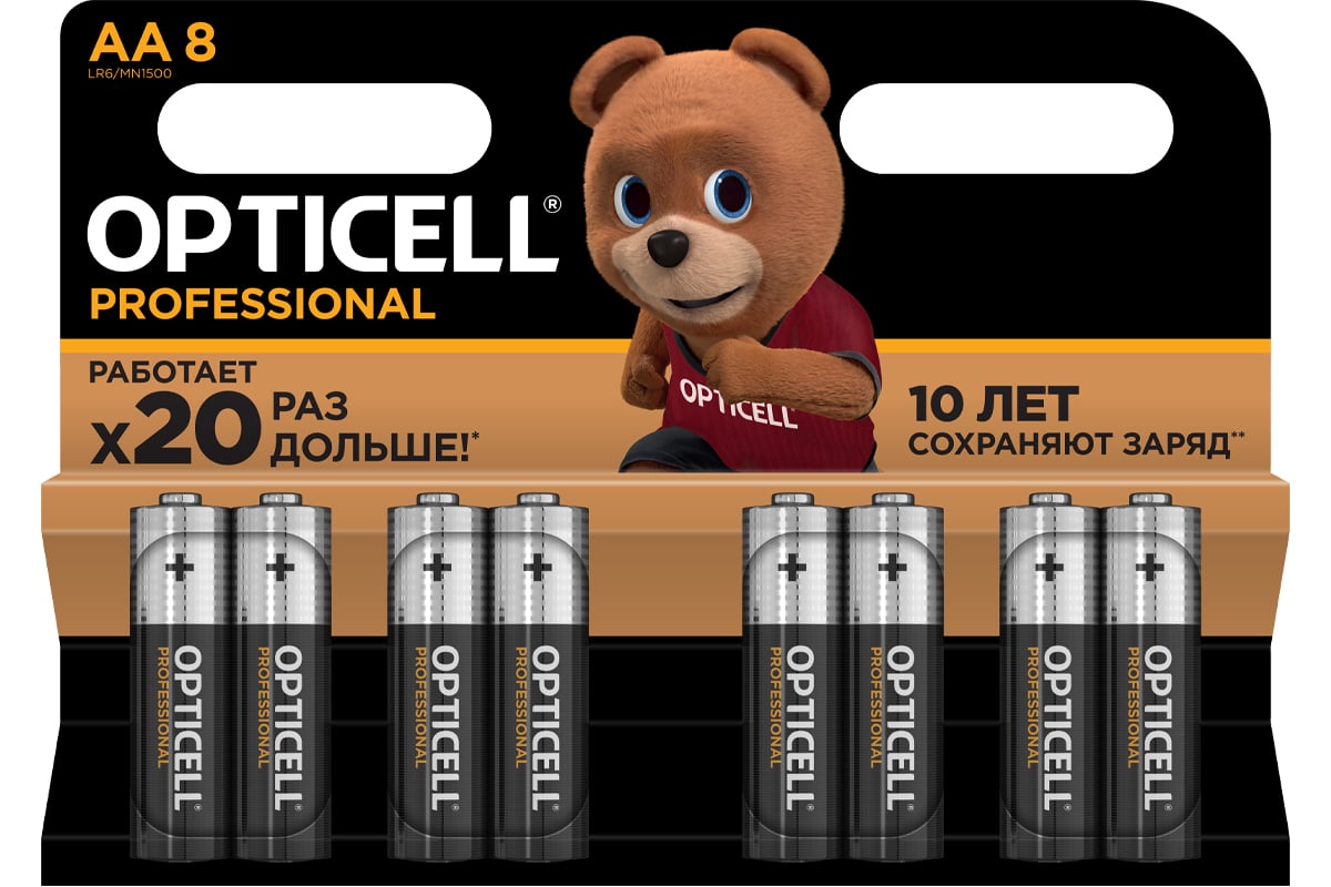 

Батарейка OPTICELL Professional, AA (LR6), 1.5V, 8 шт. (5052007)