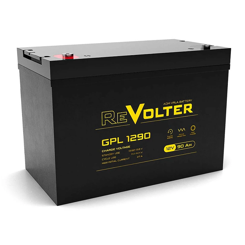 

Аккумуляторная батарея для ИБП ReVolter GPL 1290, 12V, 90Ah (GPL 1290), Черный, GPL 1290