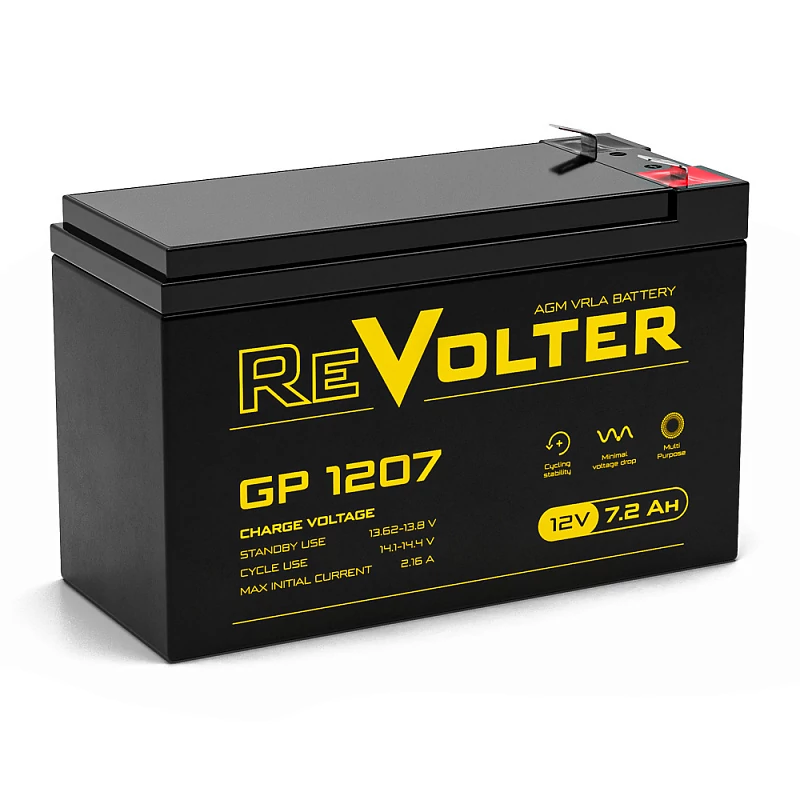 

Аккумуляторная батарея для ИБП ReVolter GP 1207, 12V, 7.2Ah (GP 1207), Черный, GP 1207