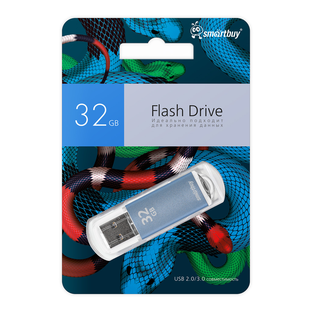 

Флешка 32Gb USB 2.0 SmartBuy V-Cut Snake Edition, голубой (SB32GBVCBSN), Snake Edition