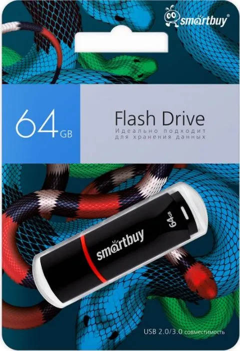 

Флешка 64Gb USB 2.0 SmartBuy Crown Snake Edition, черный (SB64GBCRWKSN), Snake Edition
