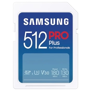 

Карта памяти 512Gb SDXC Samsung PRO PLUS Class 10 UHS-I U3 V30 A2 (MB-SD512S/EU)