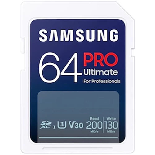 

Карта памяти 64Gb SDXC Samsung PRO Ultimate Class 10 UHS-I U3 V30 A2 (MB-SY64S/WW)