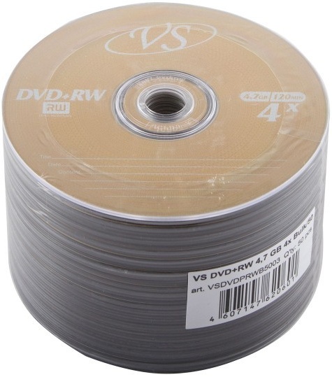 Диск VS DVD+RW, 4.7Gb, 4x, Bulk, 50 шт (VSDVDPRWB5001/003)