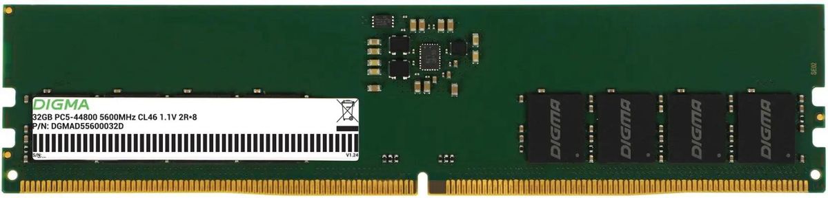 

Память DDR5 DIMM 32Gb, 5600MHz, CL46, 1.1V, DIGMA (DGMAD55600032D) Retail, DGMAD55600032D