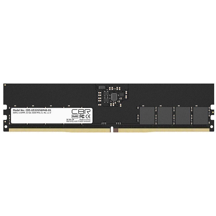 

Память DDR5 DIMM 32Gb, 5600MHz, CL46, 1.1V, CBR (CD5-US32G56M46-01) Retail, CD5-US32G56M46-01