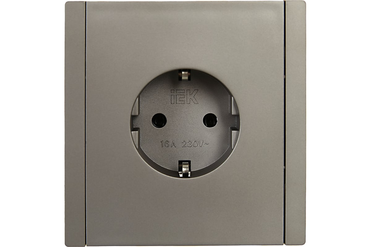 

Розетка IEK FORTE&PIANO FP516, скрытый монтаж, однопостовая, с з/к, 16А, в сборе, IP20, стальной, 1 шт. (FP-R11-16-K46), FP516