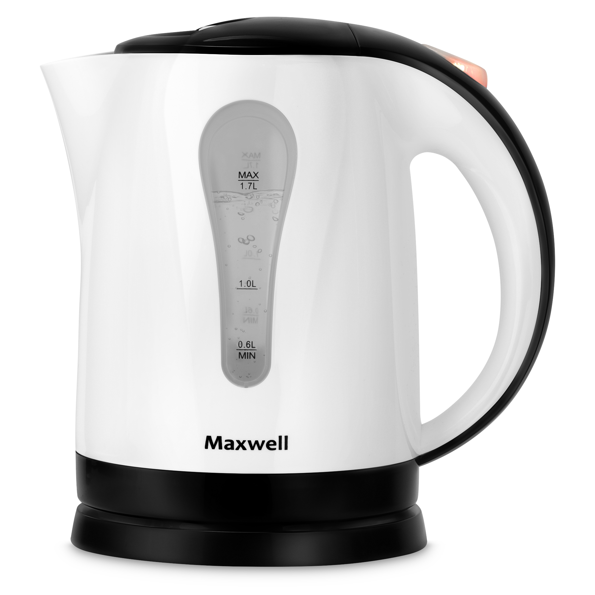 

Чайник электрический Maxwell MW-1079 1.7л. 2.2 кВт, пластик, белый/черный (MW-1079), MW-1079