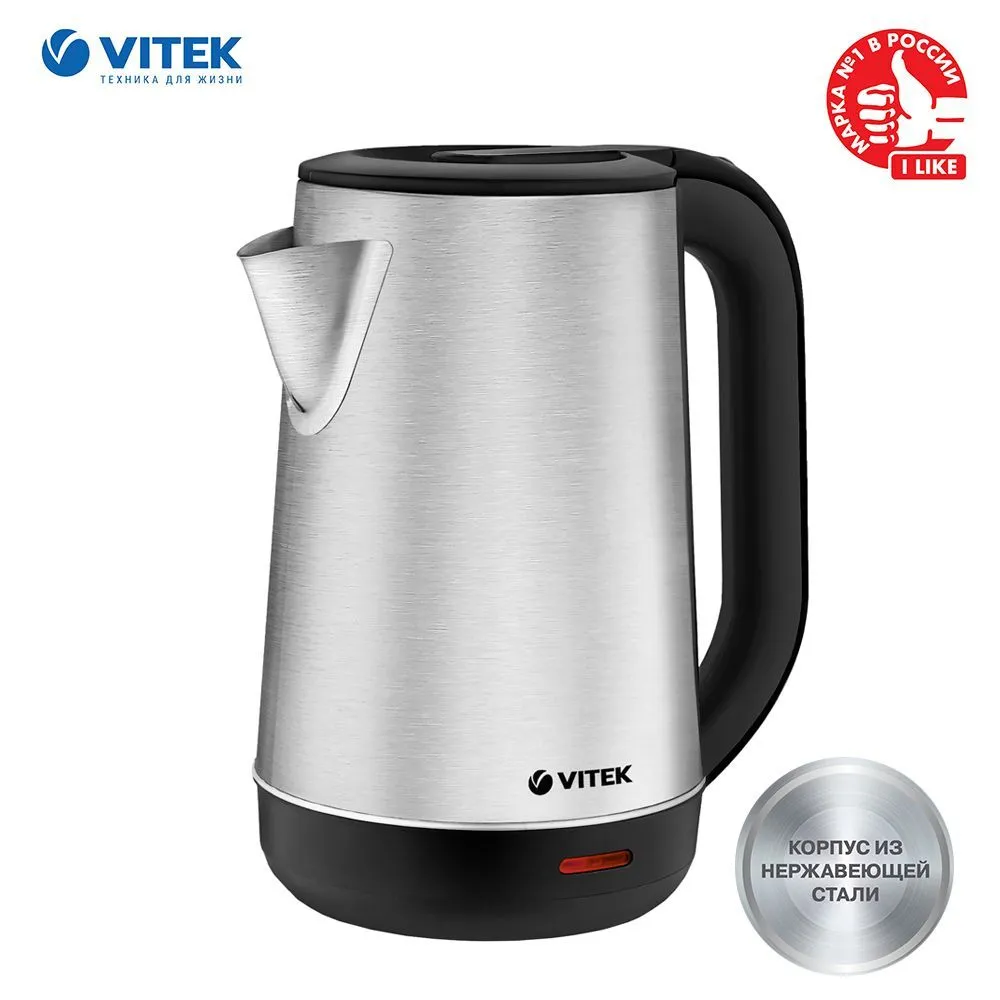 

Чайник электрический VITEK VT-1139 1.8л. 2.2 кВт, нержавеющая сталь/пластик, серебристый/черный ( VT-1139), VT-1139