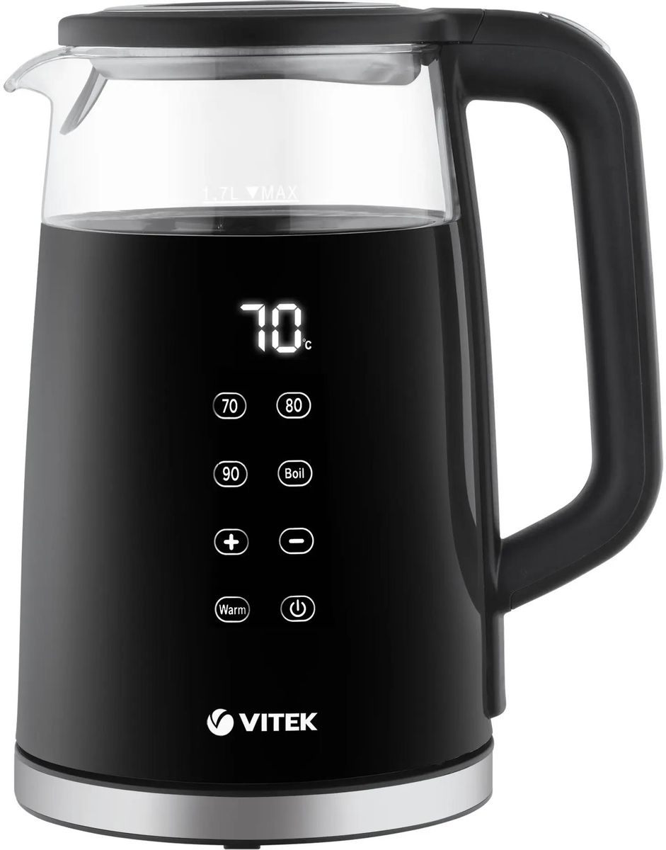 

Чайник электрический VITEK VT-8827 1.7л. 2.2 кВт, стекло/металл, черный ( VT-8827), VT-8827