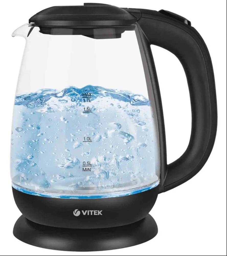 

Чайник электрический VITEK VT-1173 1.7л. 2.2 кВт, стекло/пластик, черный ( VT-1173), VT-1173
