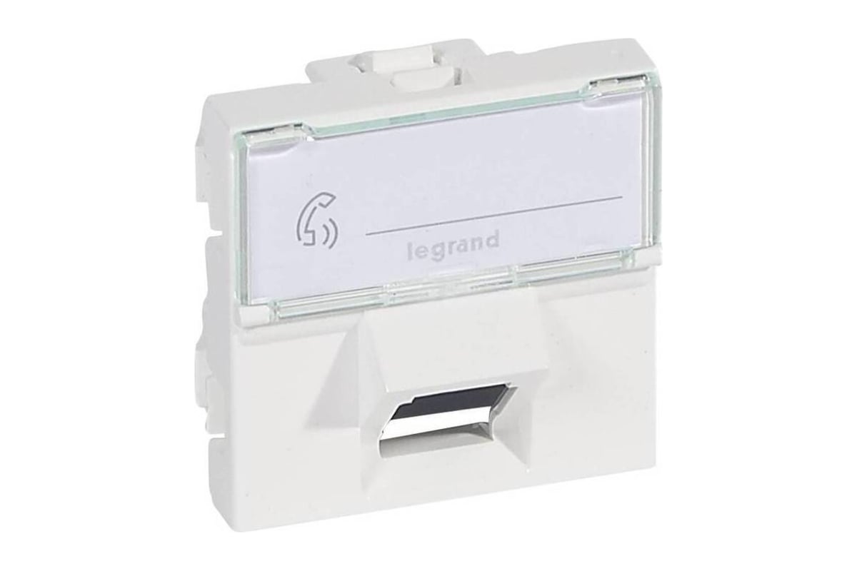 

Розетка RJ-45 скрытый монтаж категория 6, экранированная, IP20, белый, Legrand Mosaic (076505)