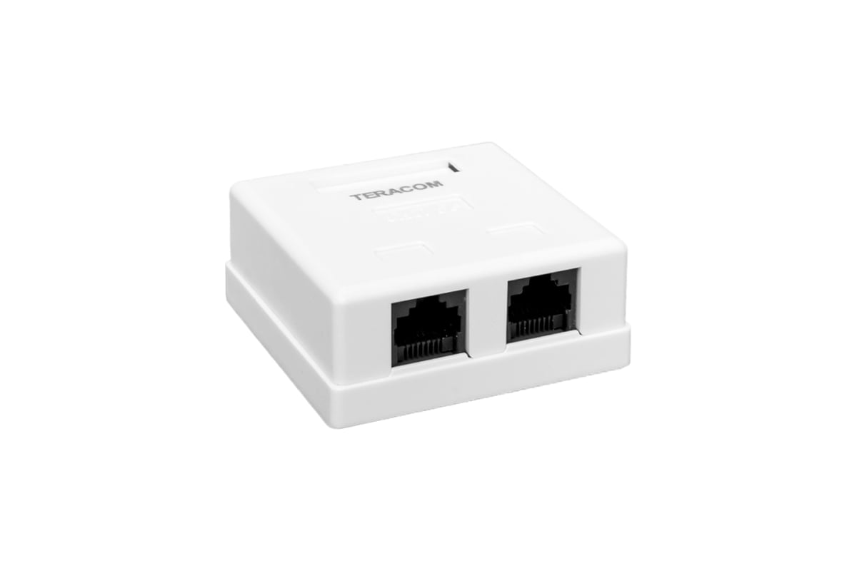 

Розетка RJ-45+RJ-45 открытый монтаж категория 5e, IP20, белый, EKF TERACOM (TRC-WBOX-2RJ45-5EUTP-WH)