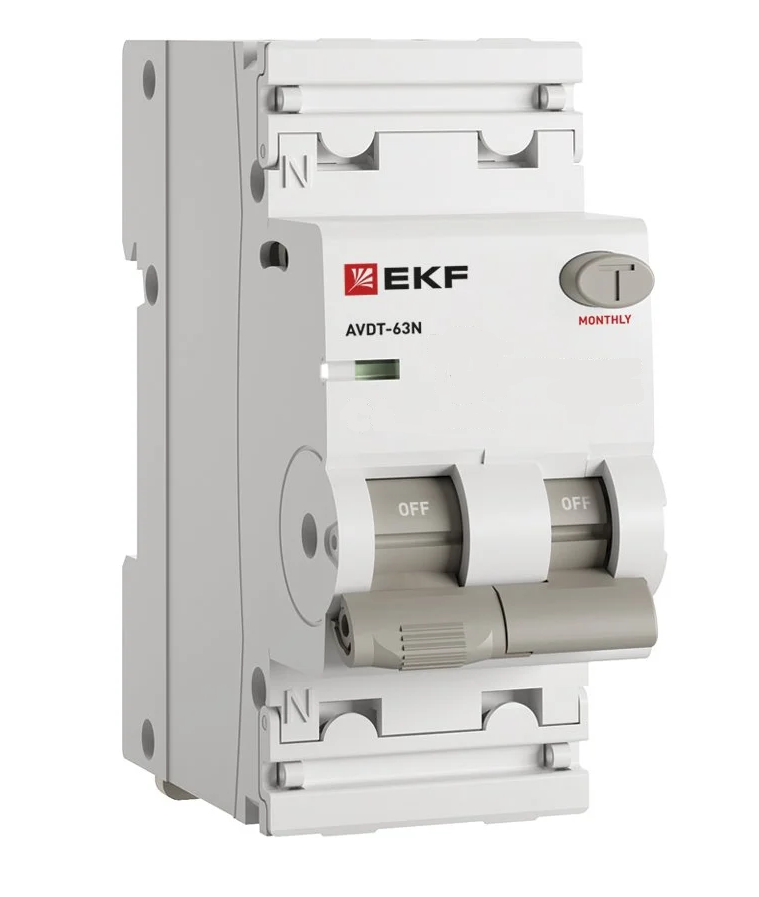 

Выключатель автоматический EKF АВДТ-63N PROxima 1P+N 10А C 6кА (D63N26EA10C30), АВДТ-63N