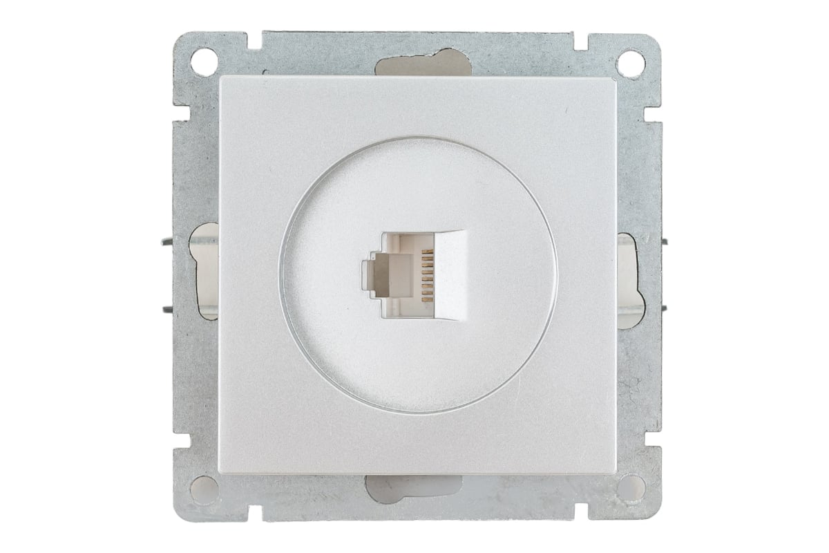

Розетка RJ-45 скрытый монтаж категория 5e, IP20, серебристый, Universal Афина (A0051-S)