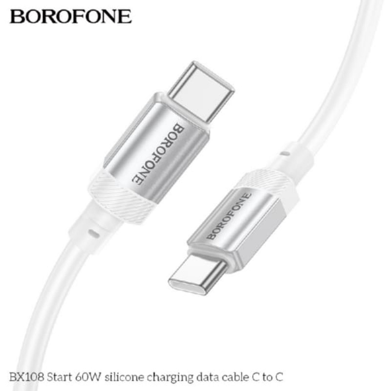 

Кабель USB Type-C-USB Type-C, 3А, 60 Вт, 1 м, белый, Borofone BX108, BX108
