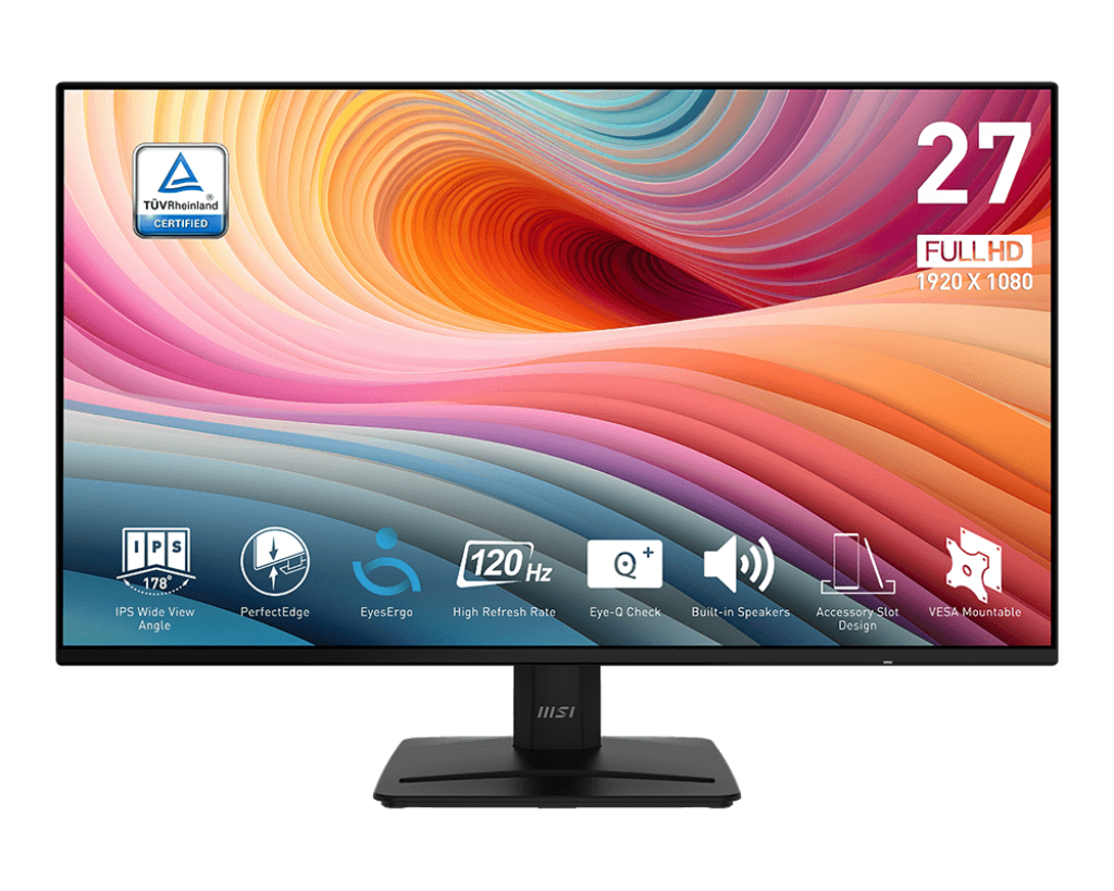 

Монитор 27" MSI Pro MP271A E2 IPS, 1920x1080 (16:9), 300кд/м2, 120 Гц, 4 мс, 178°/178°, VGA, HDMI, DisplayPort, черный (9S6-3PD0CT-006), MP271A E2