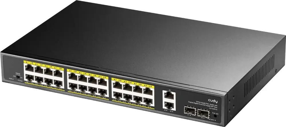 

Коммутатор Cudy GS1026PS2, кол-во портов: 24x1000 SFPx1 Гбит/с, кол-во SFP/uplink: combo RJ-45/SFP 2x1 Гбит/с, установка в стойку, PoE: 24x30 Вт (макс. 300 Вт) (GS1026PS2), GS1026PS2