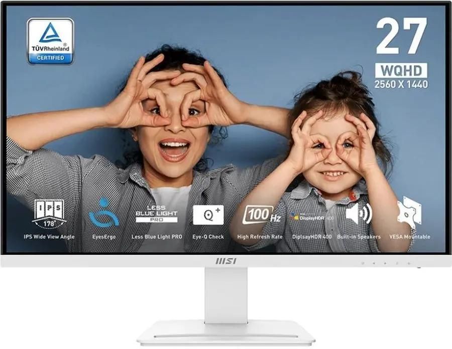 

Монитор 27" MSI Pro MP273QW E2 IPS, 1920x1080 (16:9), 400кд/м2, 100 Гц, 1 мс, 178°/178°, HDMI, DisplayPort, белый (9S6-3PB69H-054), MP273QW E2